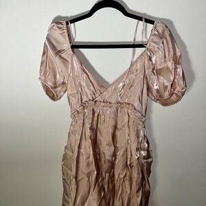 Metallic Pink Midi Dress